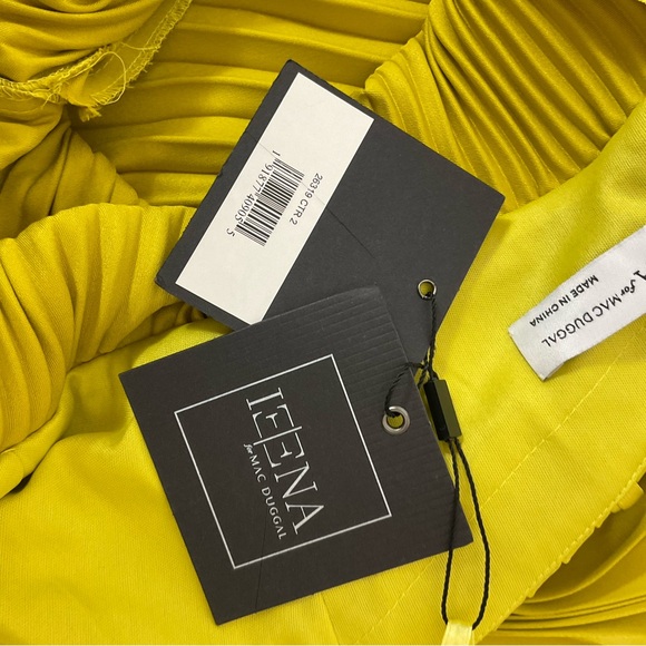 NEW Ieena Mac Duggal Chartreuse 23619 Pleated Wide Leg Open Back Jumpsuit Size 2 - Picture 10 of 16